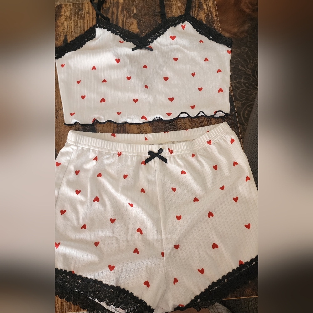 Heart Print Women's Pajama Set
